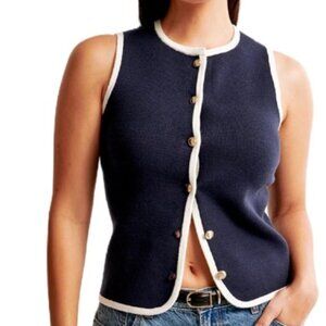 A&F Abercrombie & Fitch Mara Luxe Loft Sweater Vest in Dark Indigo. Size Small